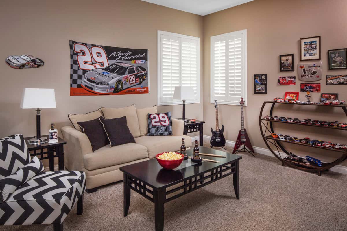 Sacramento man cave with shutters